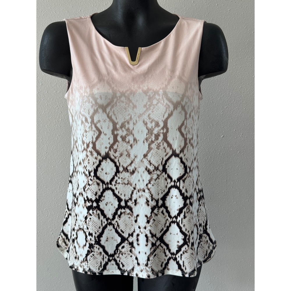 Calvin Klein Women's Sleeveless Top Sz S Pink Ombre Snakeskin Preppy Spring